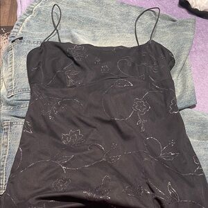 City Triangles Black Floral Embroidered Slip Cami